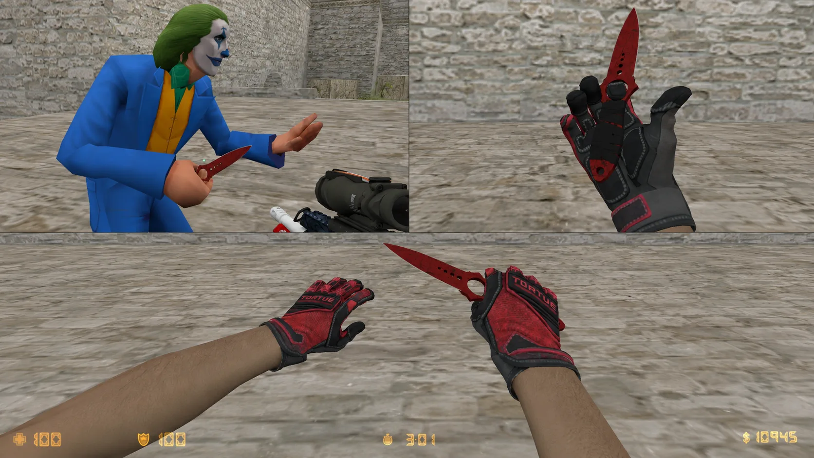 Skeleton Knife "Bloody Web" + Special Forces Gloves "Bloody Kimono"