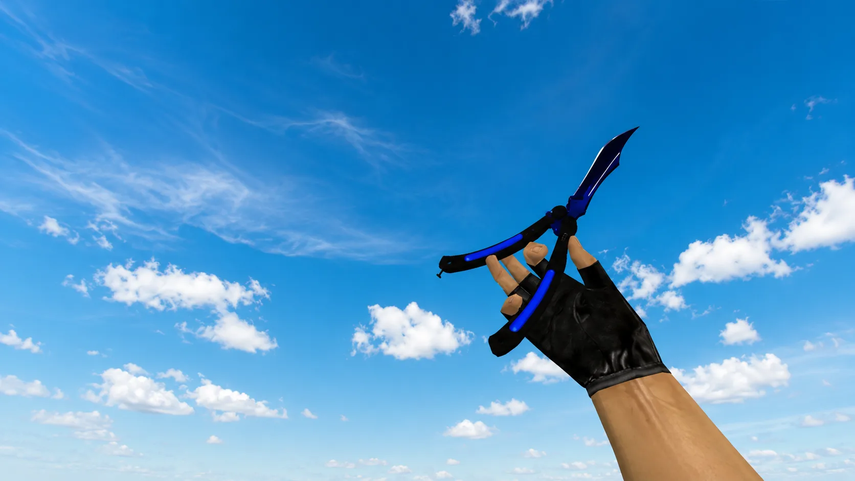 Butterfly knife “Waves-sapphire”