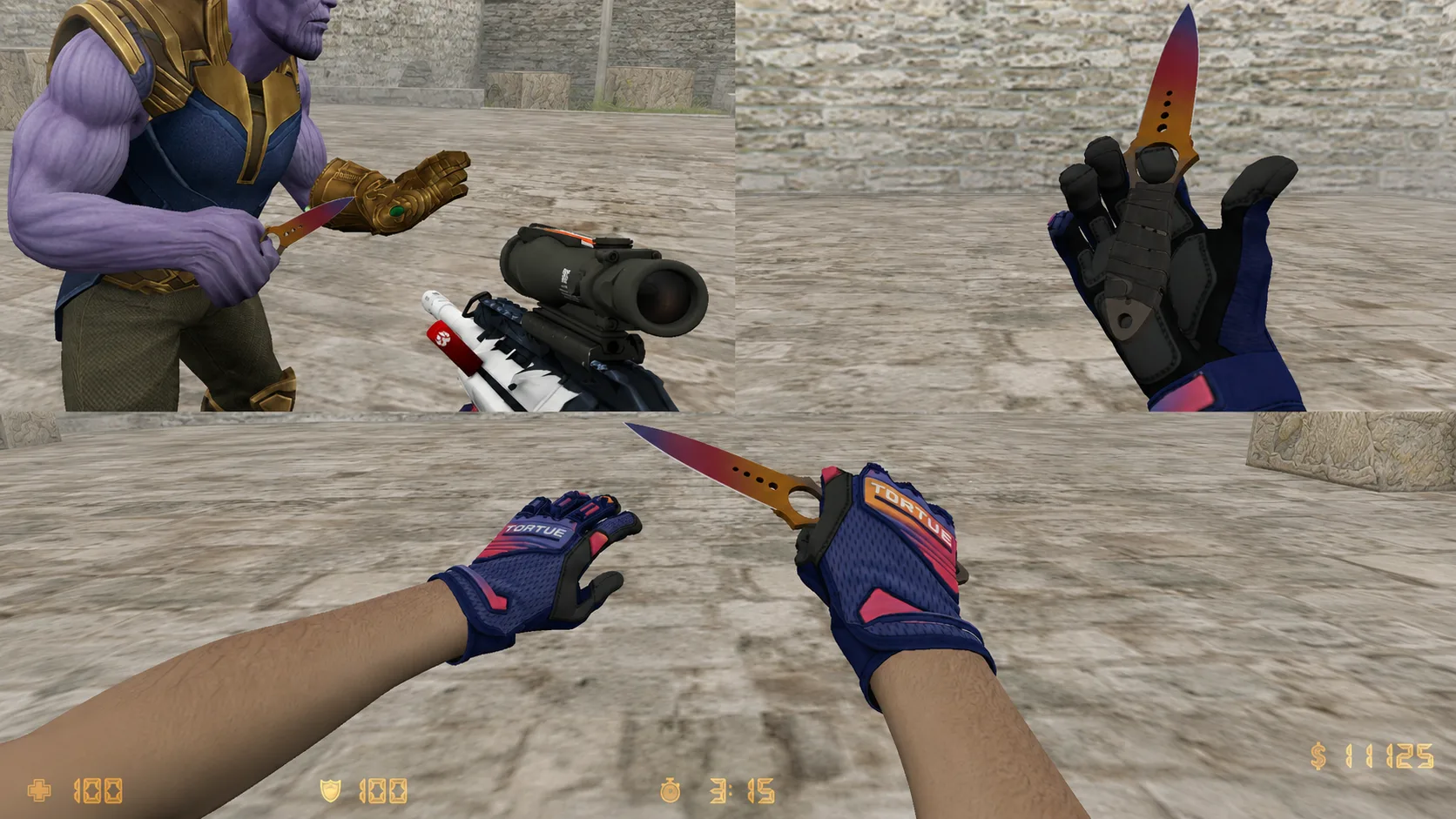 Skeleton knife "Gradient" + Special forces gloves "Gradient" — 1