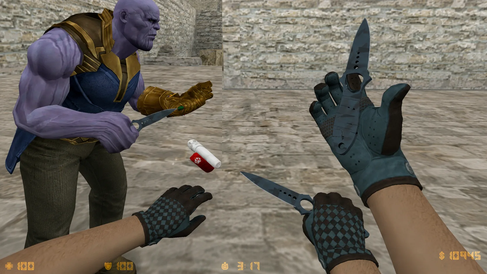 Download the model Skeleton knife “Night Stripe” + gloves “Moon Pattern” for CS 1.6 — 1