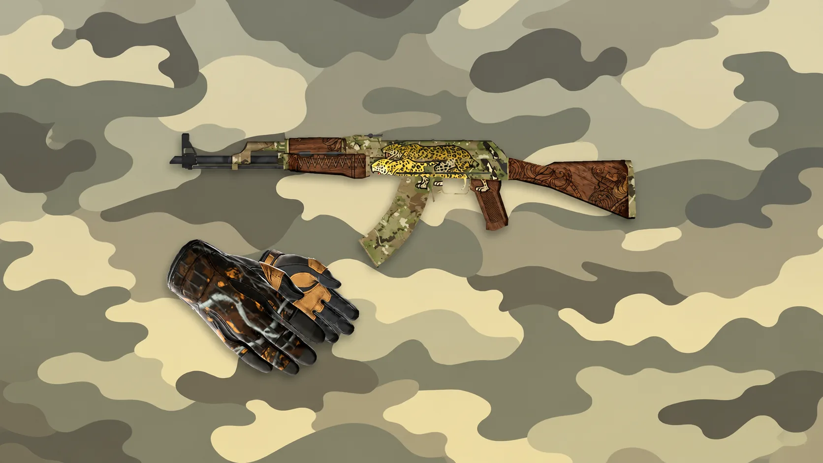 Model AK-47 "Panthera Onca"+"Sports gloves"+"Big catch" for CS 1.6 — 1